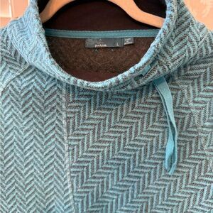 Prana Teal Mattea Herringbone mock neck wool blend Sweater
